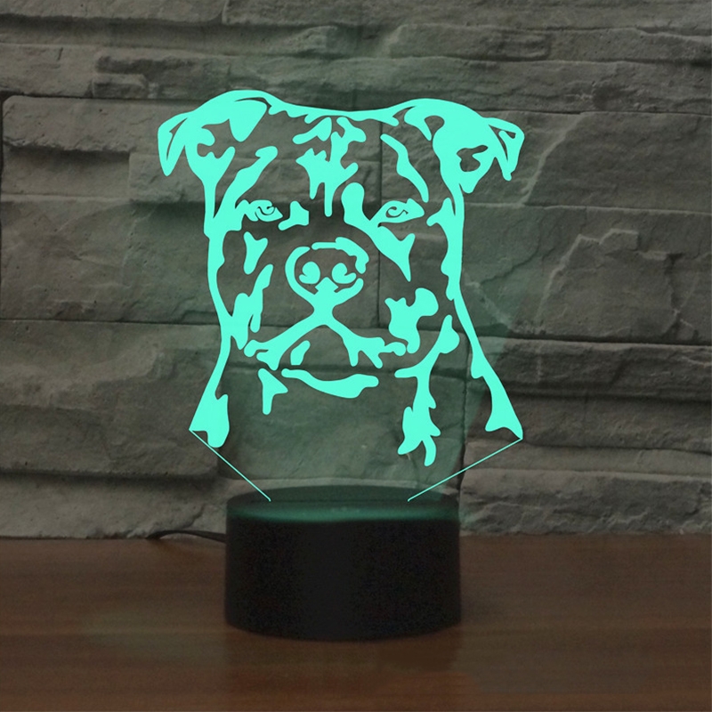 Dog Black Base Creative 3D LED Decorative Night Light, 16 Color Remote