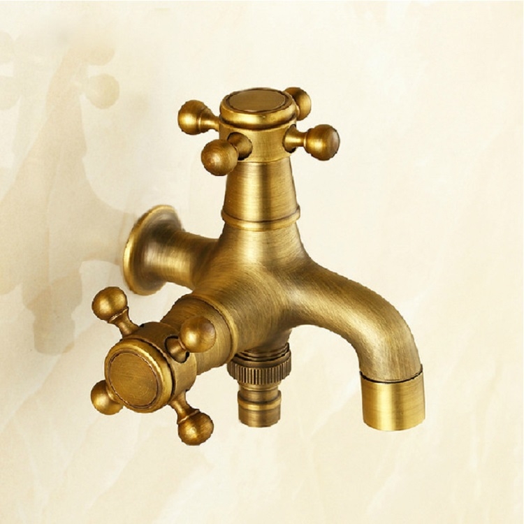 Copper Antique Washing Machine Faucet one Point two Pairs Single Cold 4
