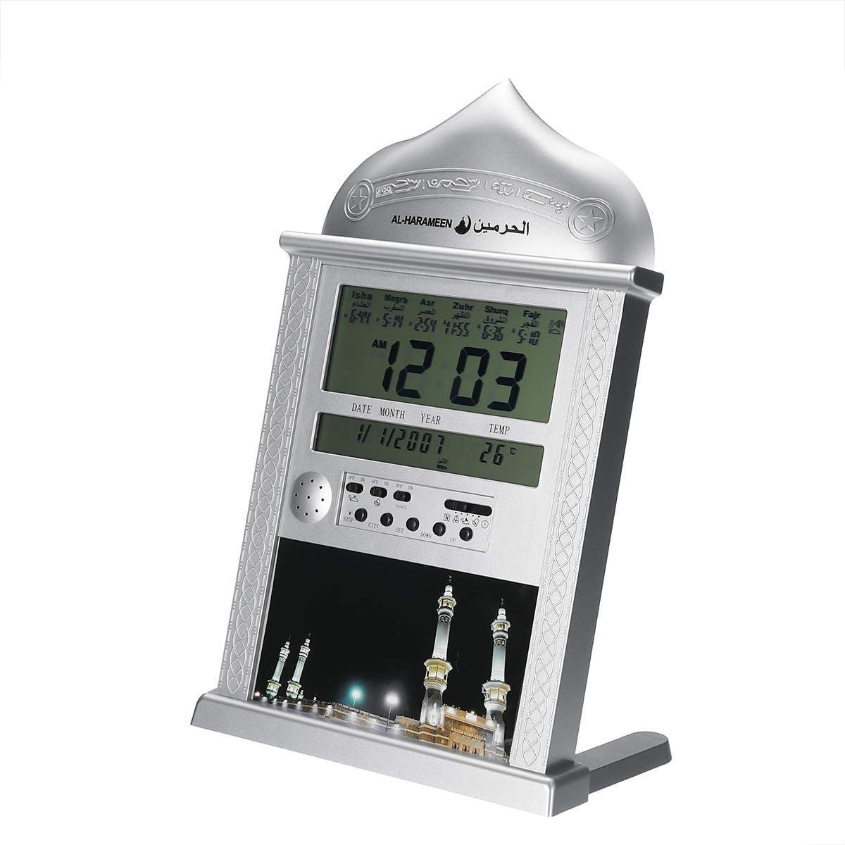 Azan Clock LCD Temperature Display Automatic Daily Alarm Clock with