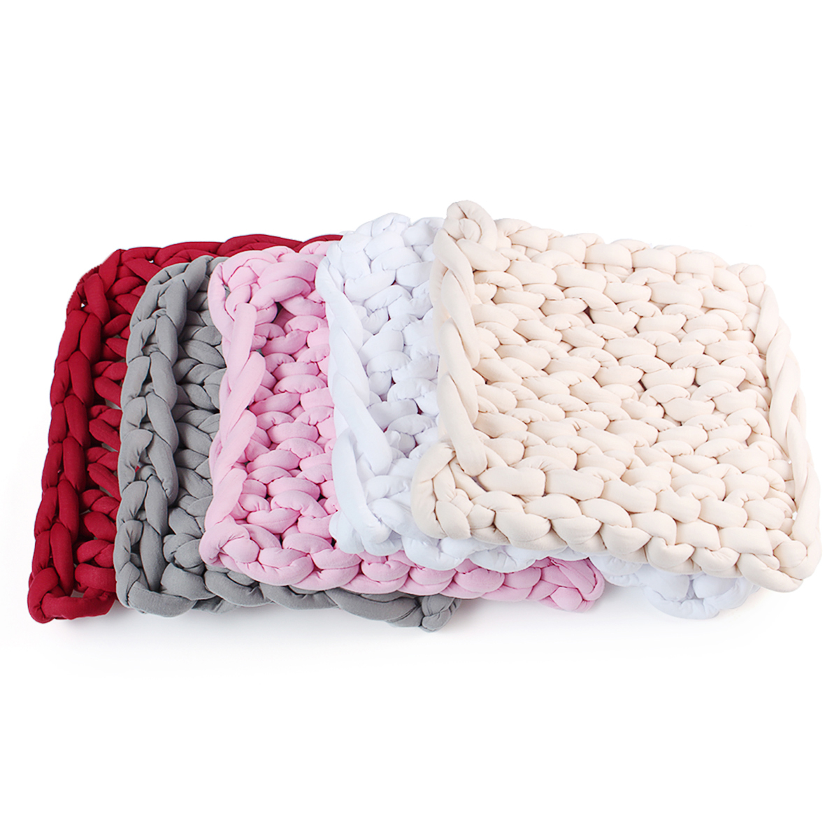 50 x 50cm Handmade Knitted Blanket Cotton Soft Washable Lintfree Throw
