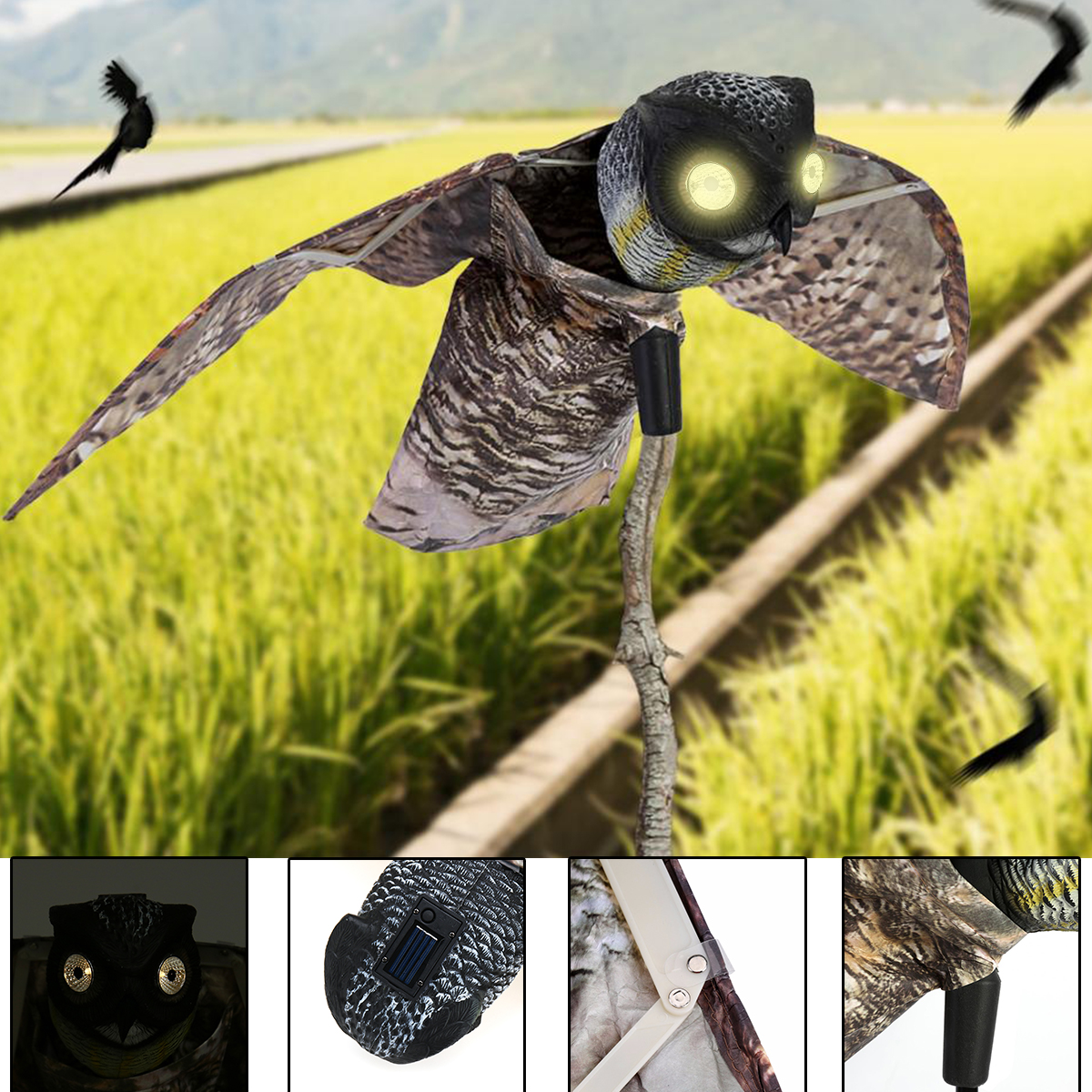 Realistic Plastic Bird Wings Moving Dynamic Realistic Owl Bait Repeller