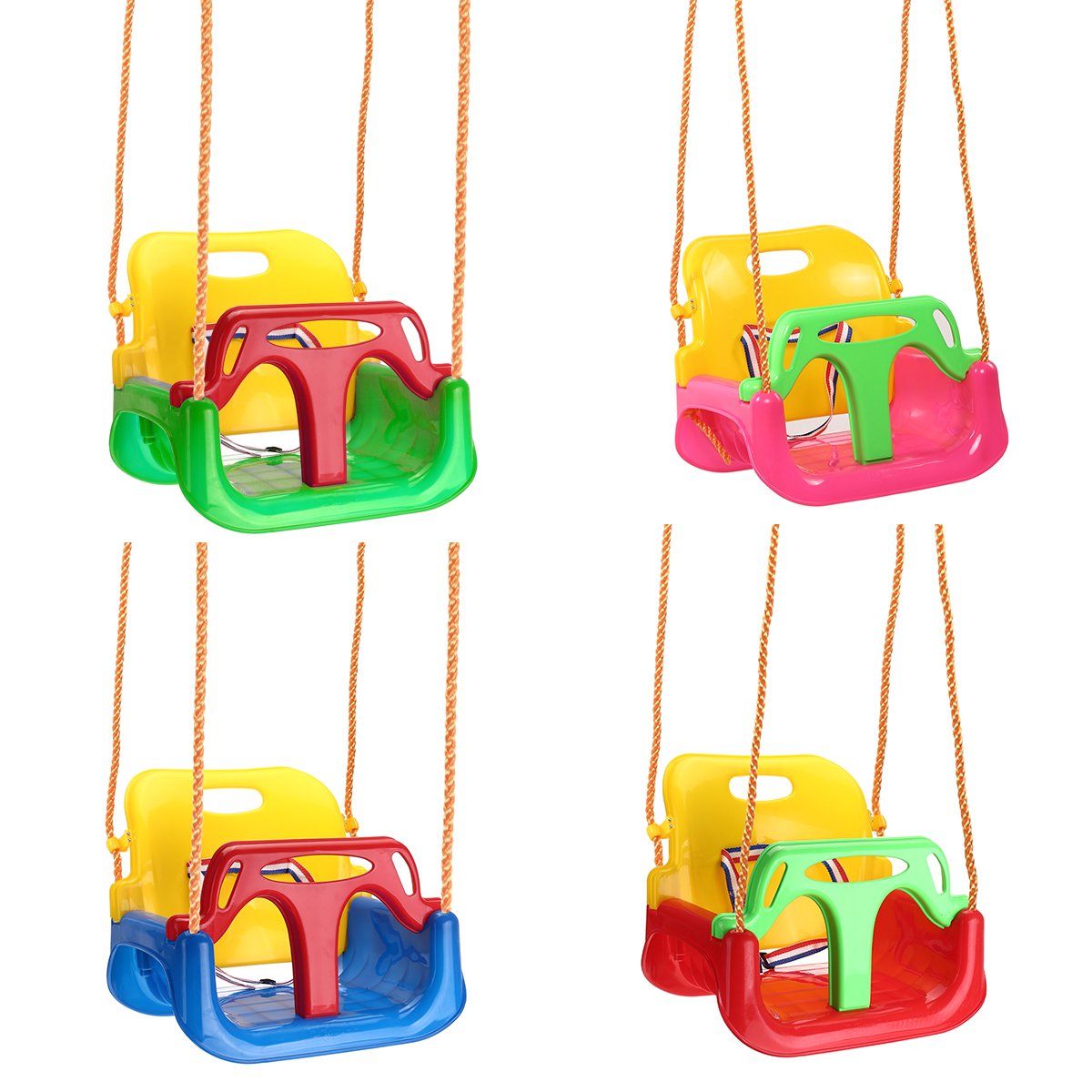 3IN1 Outdoor High Back Toddler Baby Swing Set Children Full Bucket