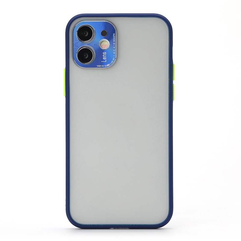 Full Coverage TPU + PC Protective Case with Metal Lens Cover For iPhone 12 Pro (Blue Green