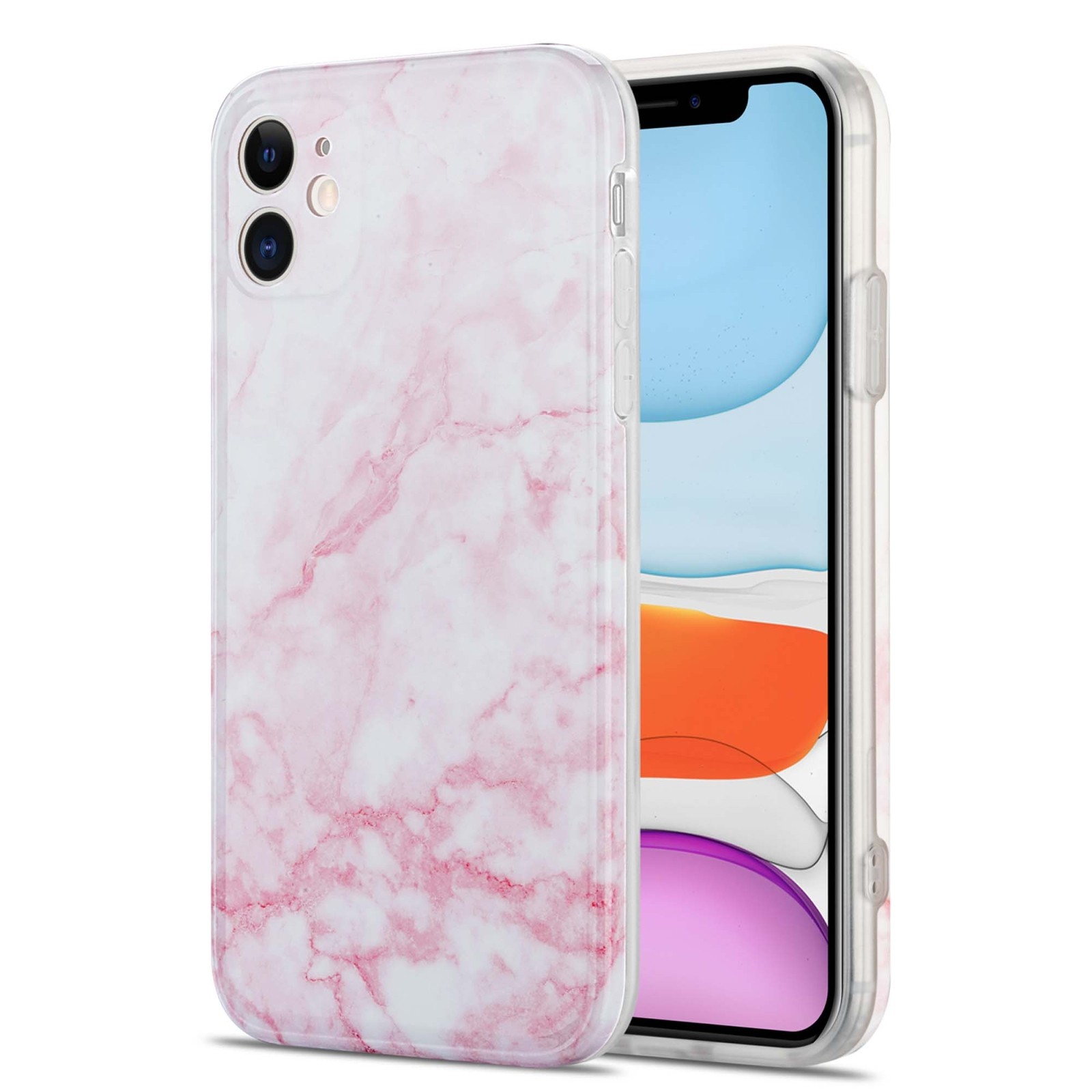 TPU Glossy Marble Pattern IMD Protective Case For iPhone 11 (Light Pink
