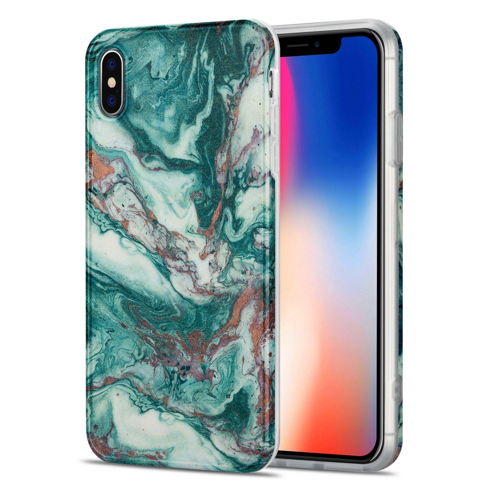 TPU Gilt Marble Pattern Protective Case For iPhone XS Max (Green