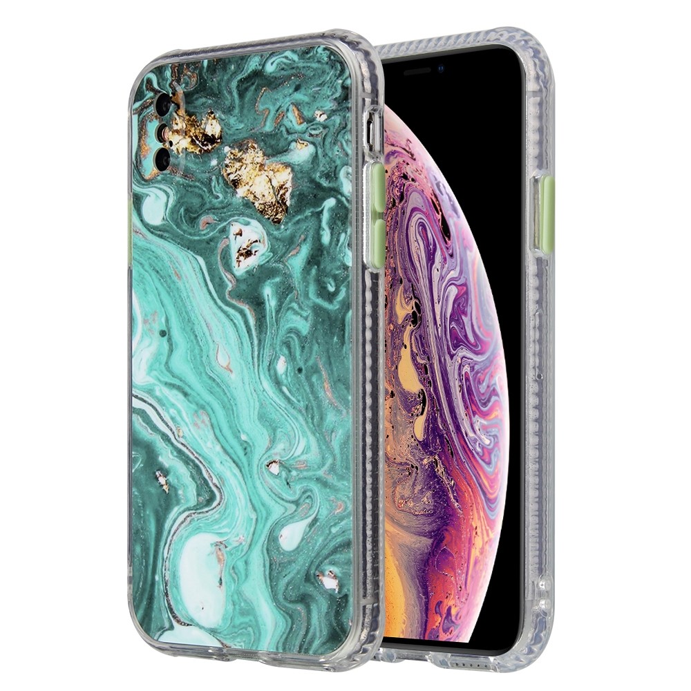 Coloured Glaze Marble TPU + PC Protective Case For iPhone XS Max (Green