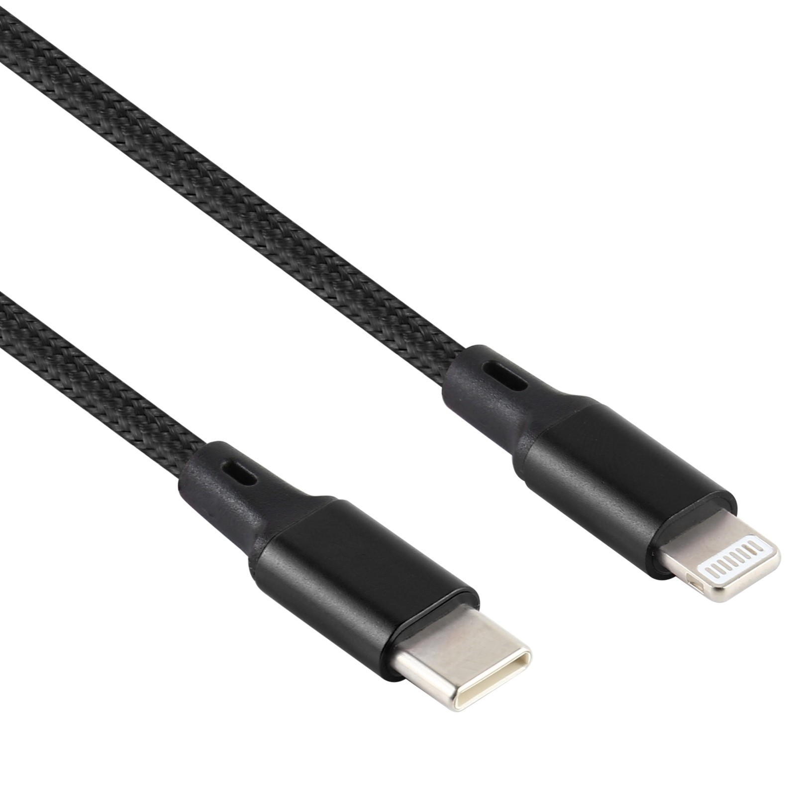 2A USB to 8 Pin Braided Data Cable, Cable Length 1m (Black)