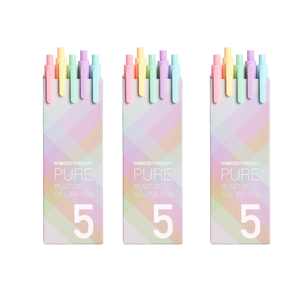 KACO K1015 15Pcs Macaron Candy Color Gel Pens 0.5mm Pen Refill Signing Pens for Students School