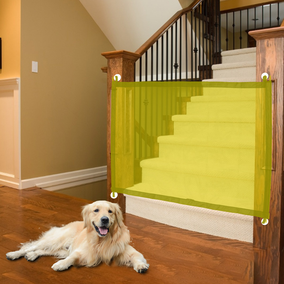 OUTERDO Mesh Pet Gate Dog Gate Indoor and Outdoor Portable Pet