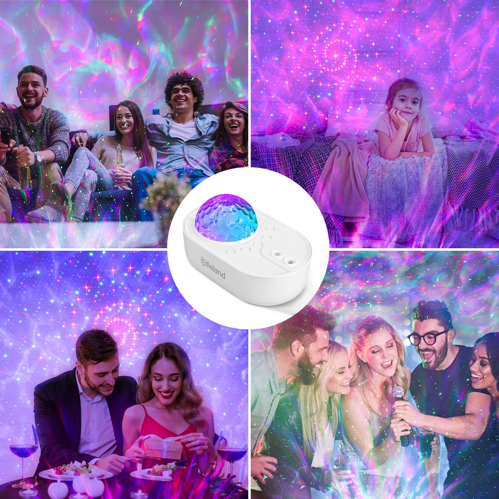 Elfeland USB LED Starry Light Sky Night Galaxy Projector Music Lamps