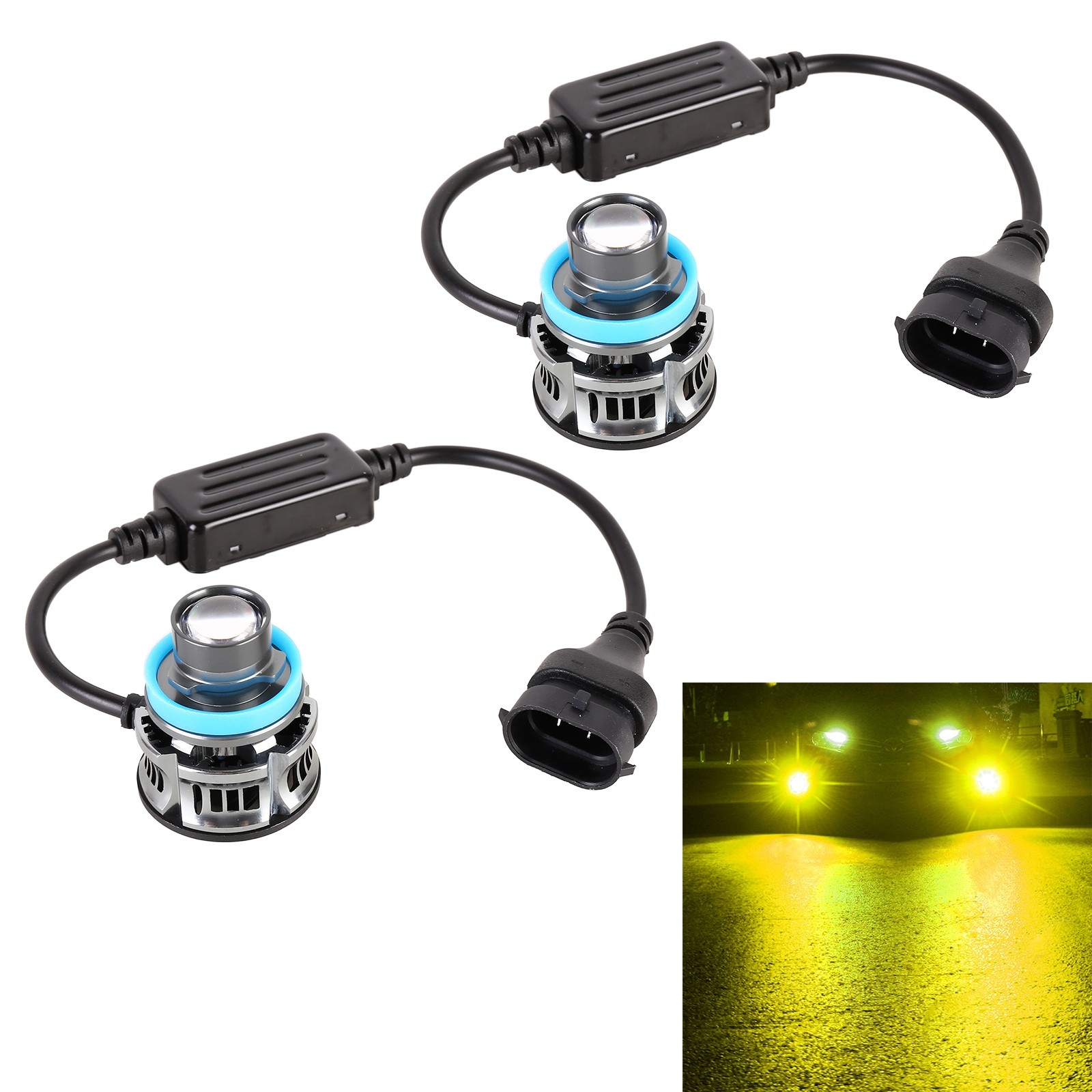 1 Pair H11 27W / DC12V Car Aluminum Alloy LED Headlight (Gold Light
