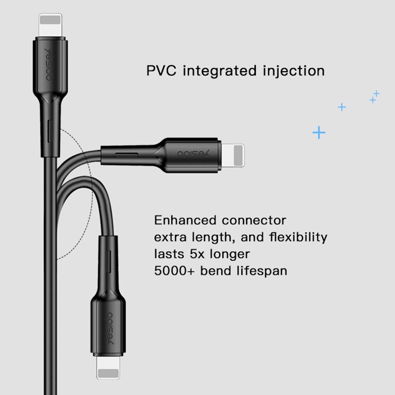 Yesido CA42 2.4A USB to 8 Pin Charging Cable, 1m (Black)