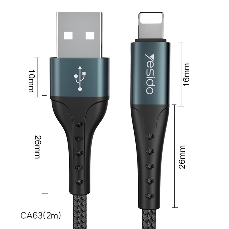 Yesido CA63 2.4A USB to 8 Pin Charging Cable, 2m