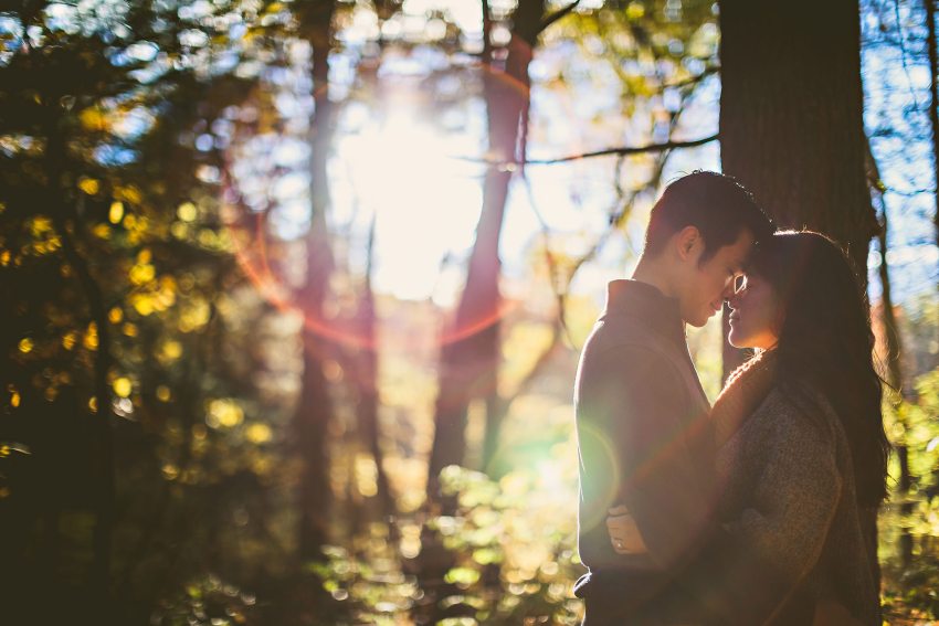 Sun flare in engagement photo