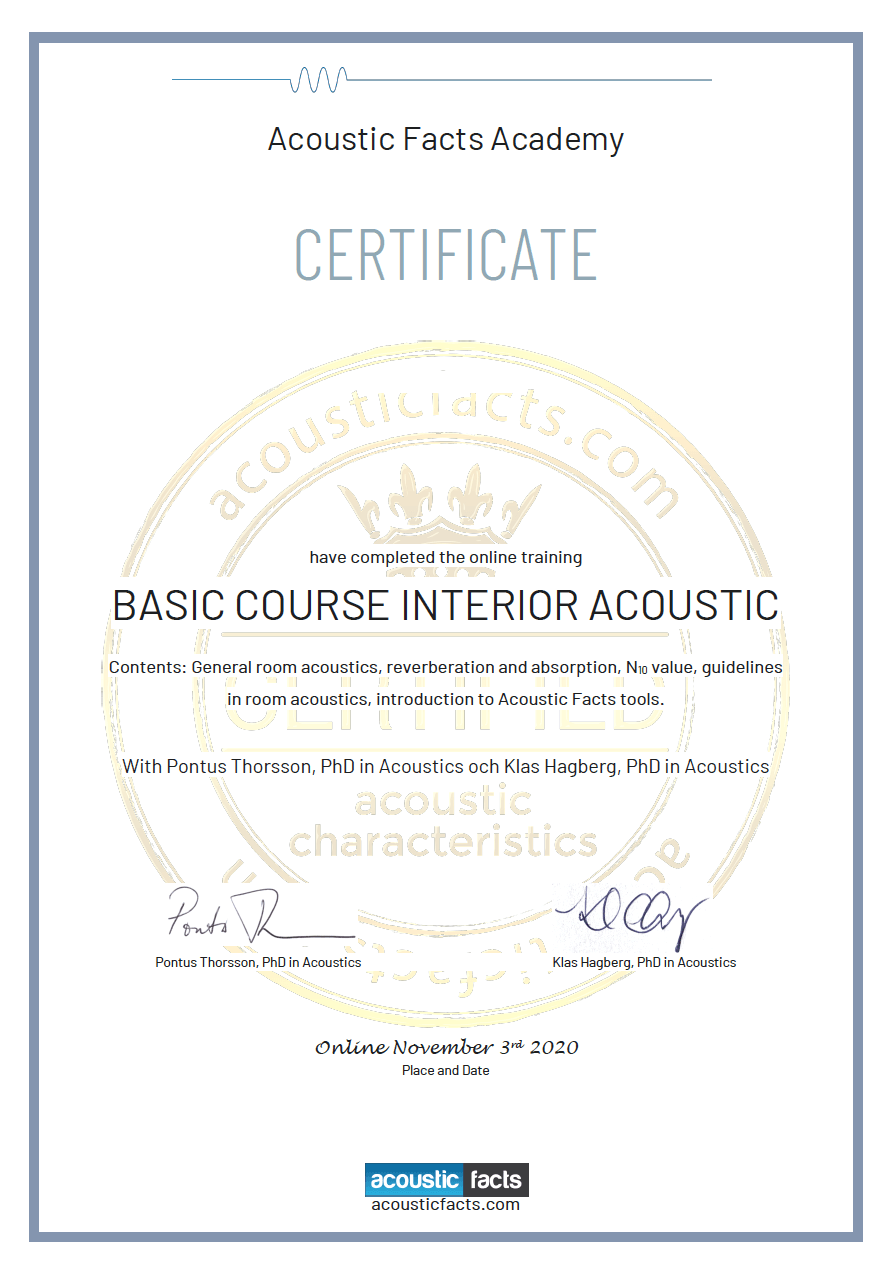 Acoustic Facts inar Basic and Advanced Course in Interior