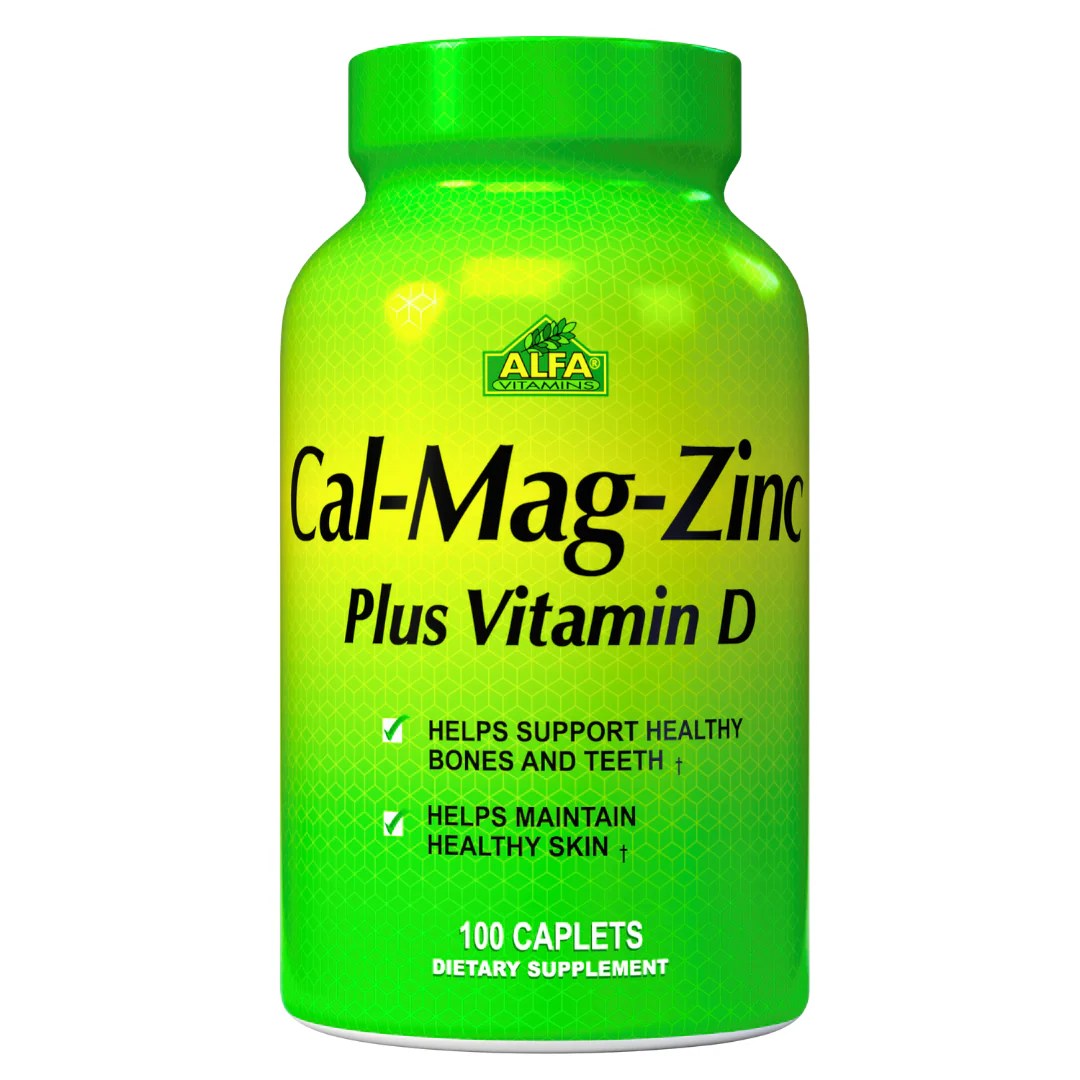 Calcium Magnesium Zinc Supplement 100 Tablets Alfa Vitamins Store