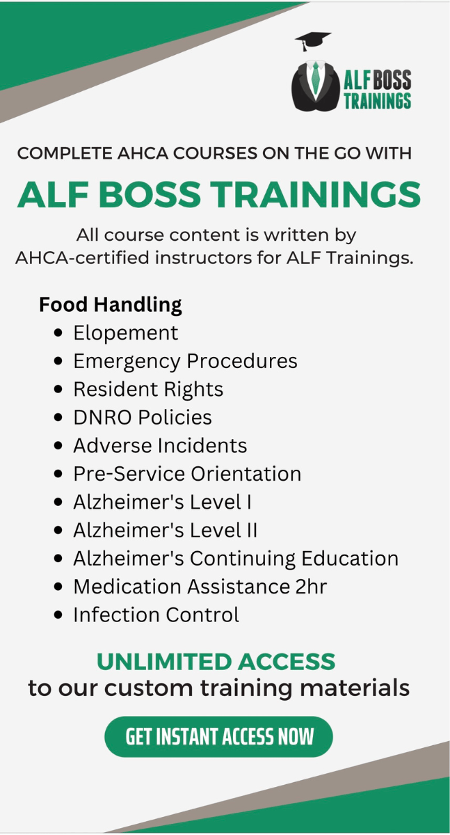 ALF Training Core & Competency Test ALF Regulation Florida