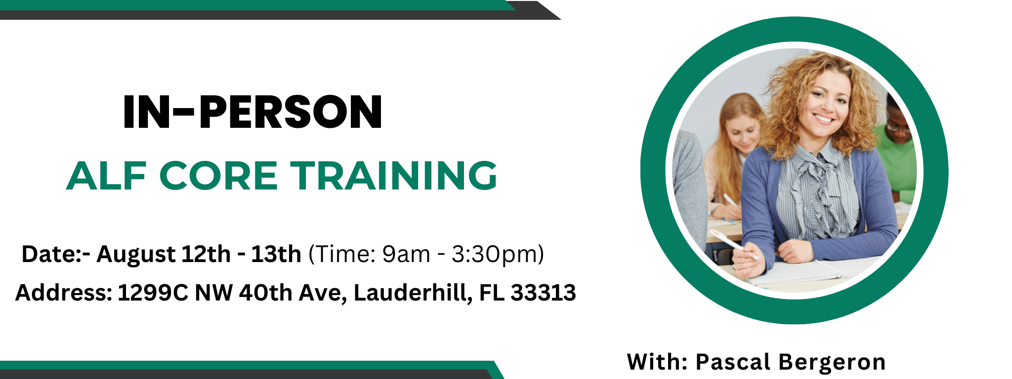 In Person Schedule Class ALF Core Training