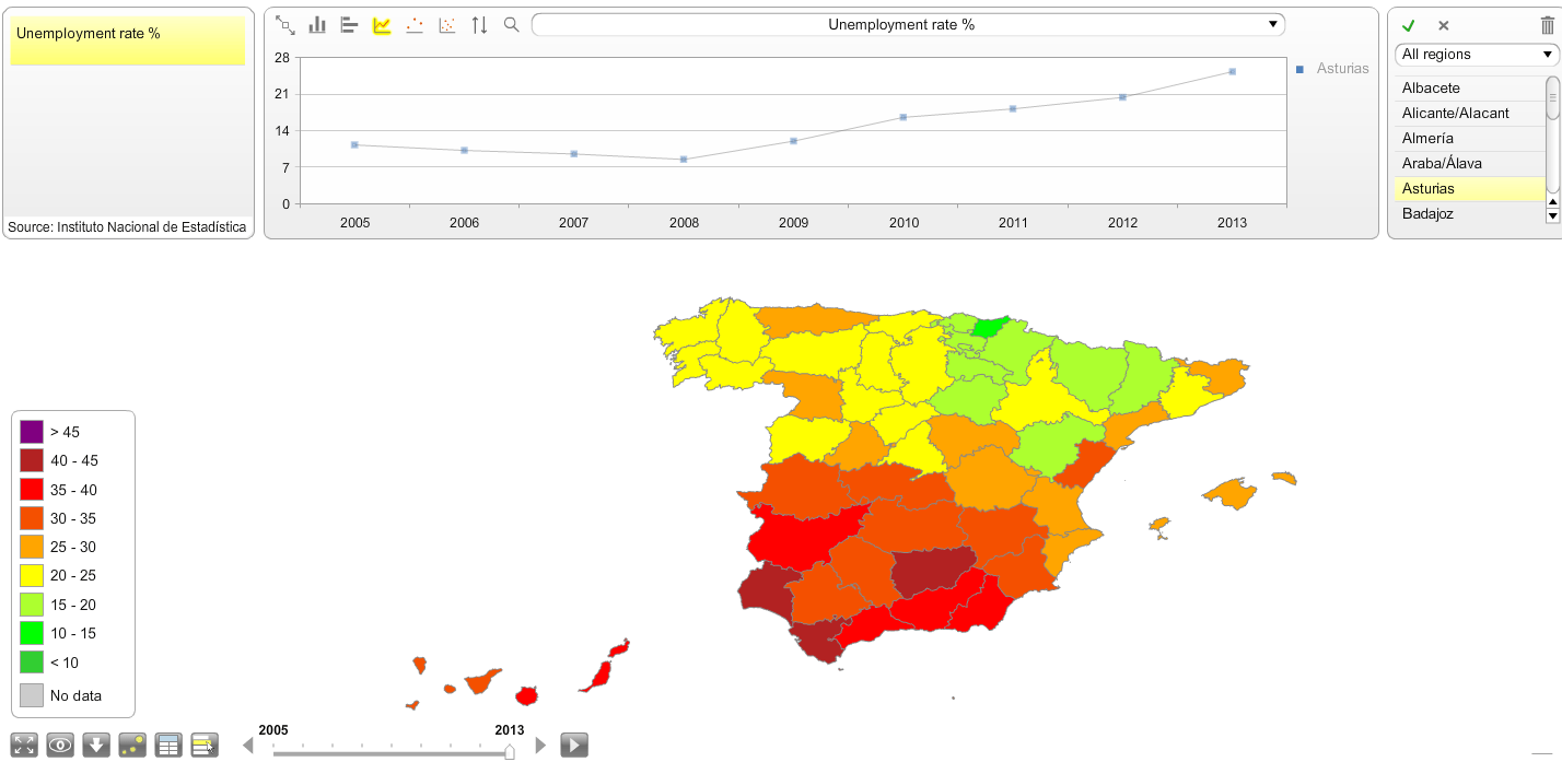 Spanish unemployment over time GIS & Social Science