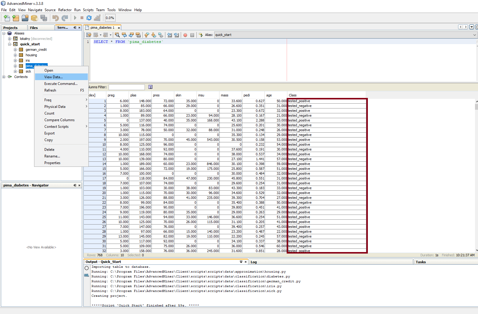 Tutorial Building predictive models in AdvancedMiner Algolytics