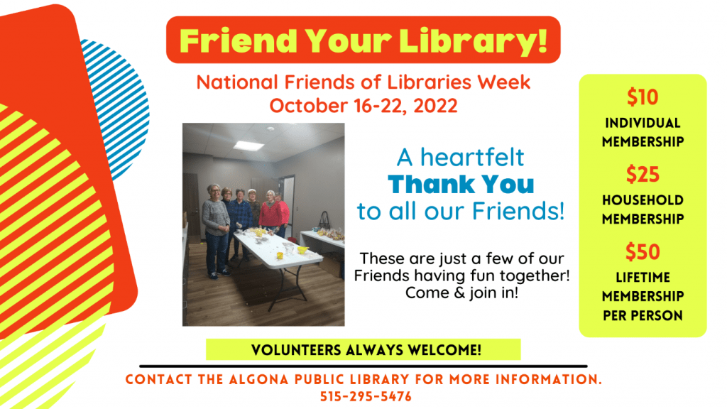 National Friends of the Library Week Algona Public Library