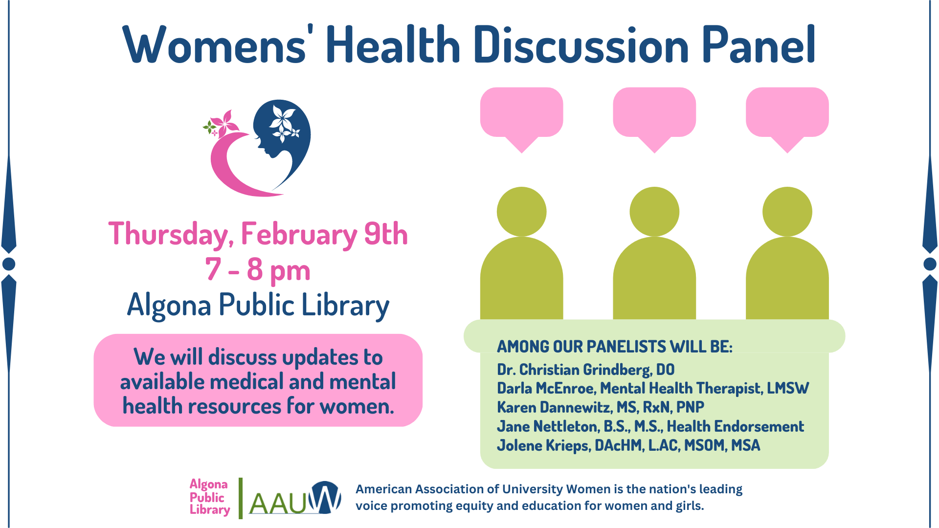 Women's Health Discussion Panel Algona Public Library