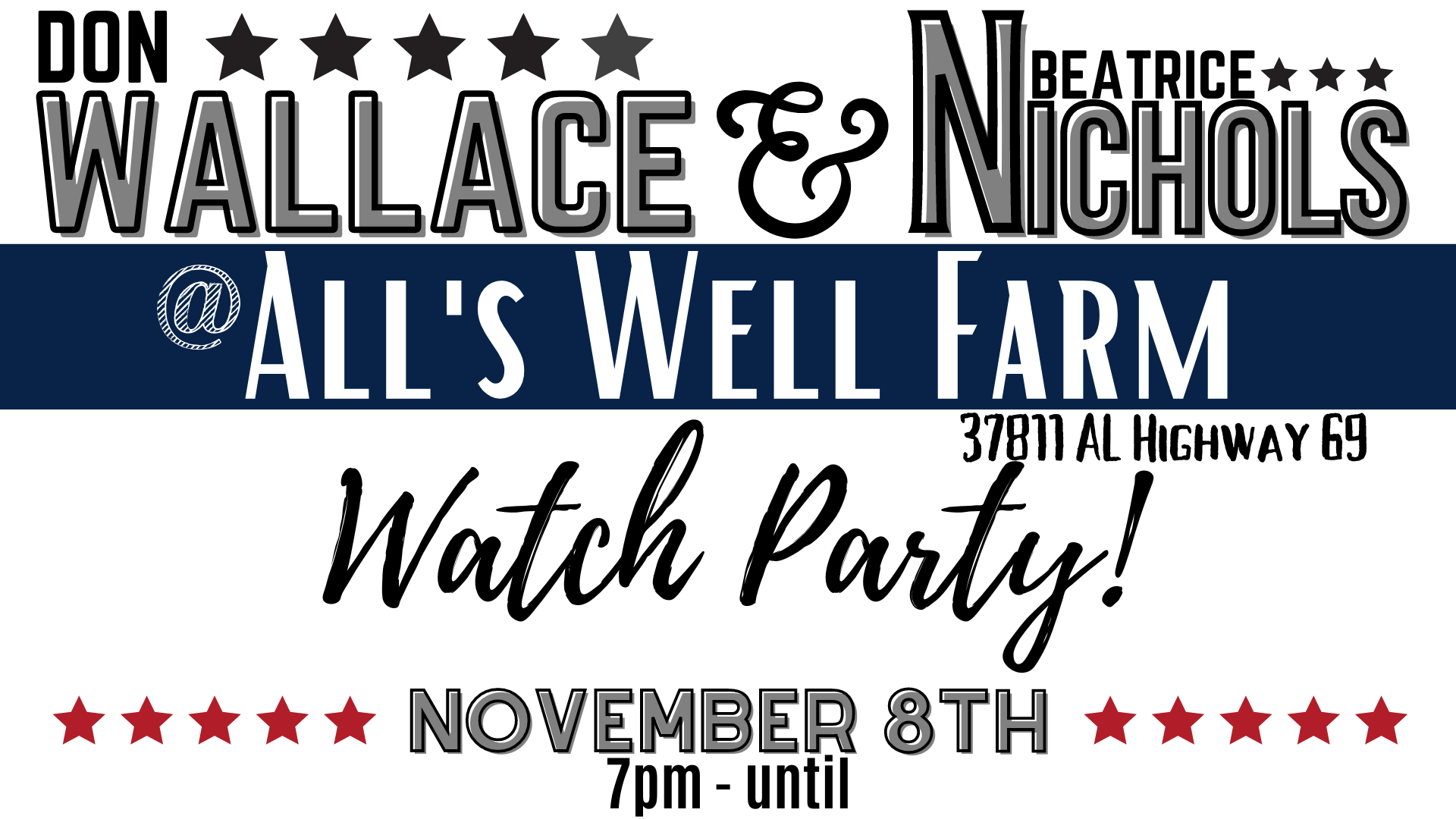 Don Wallace & Beatrice Nichols Watch Party Alabama Republican Party