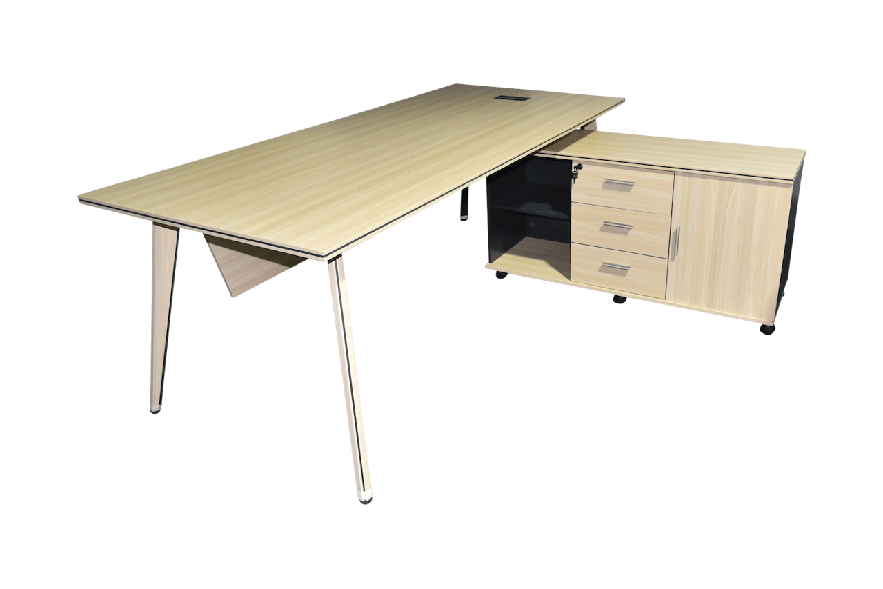 Desk with Extension White Ash & Iron Grey Alhamd Smartliving