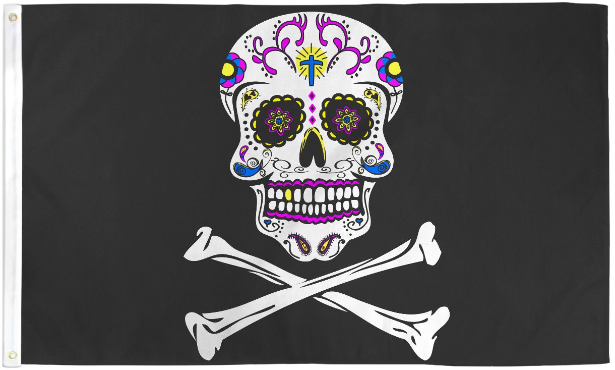 Pirate Sugar Skull Flag Alice Anns Designs