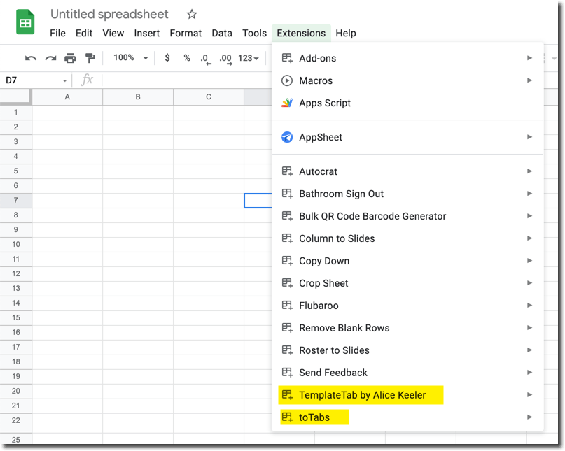 How to Use the New Google Sheets Extensions Menu Teacher Tech with