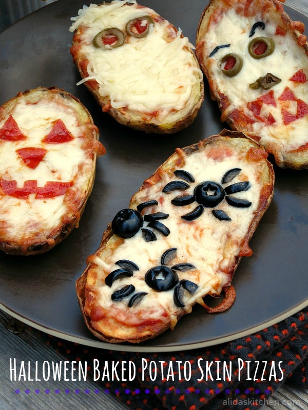 Halloween Baked Potato Skin Pizzas SundaySupper My Site
