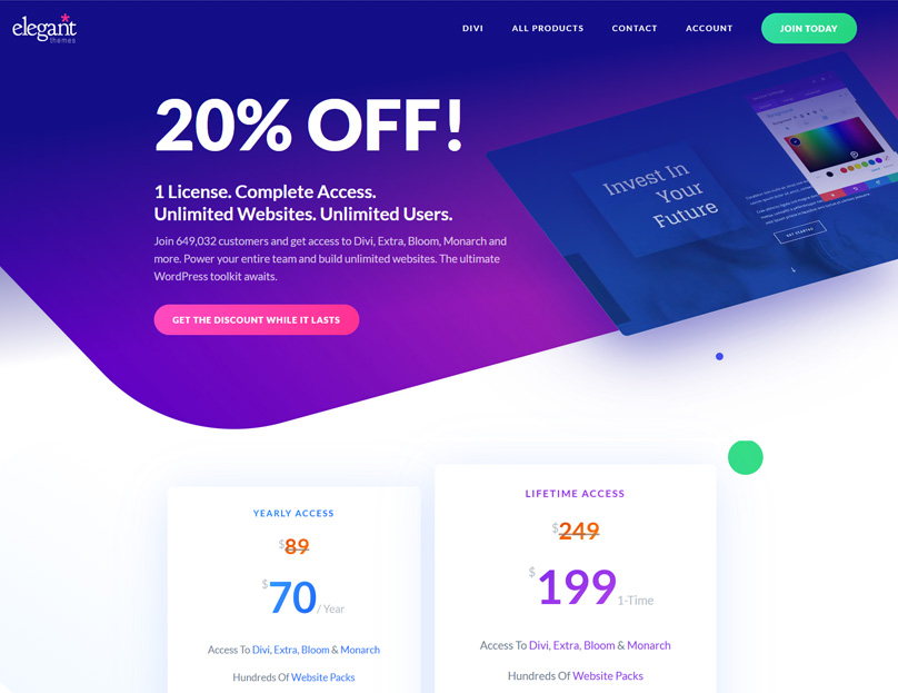 🥇 Elegant Themes Coupon Code / Divi Promo • 2024