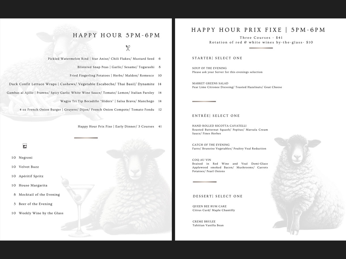 The Black Sheep Happy Hour Ali's List