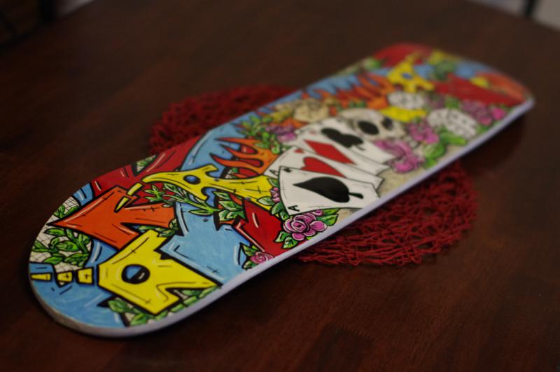 Custom painted Skateboard deck kids design ALISON ARTS