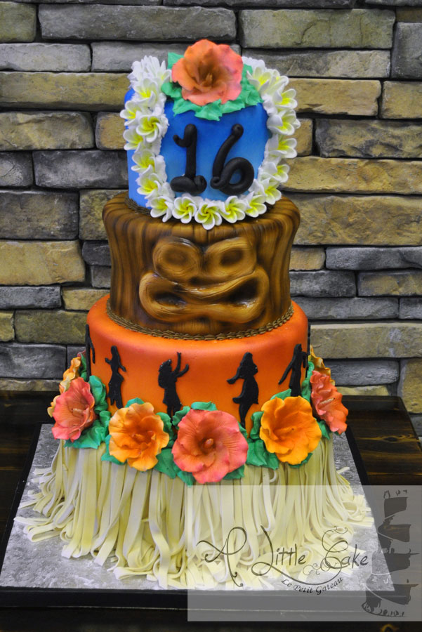 Sweet 16 Hawaiian Themed Birthday Cake A Little Cake