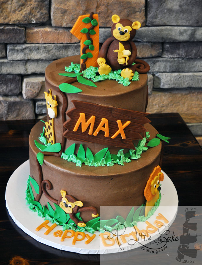 Jungle Animals 1st Birthday Cake