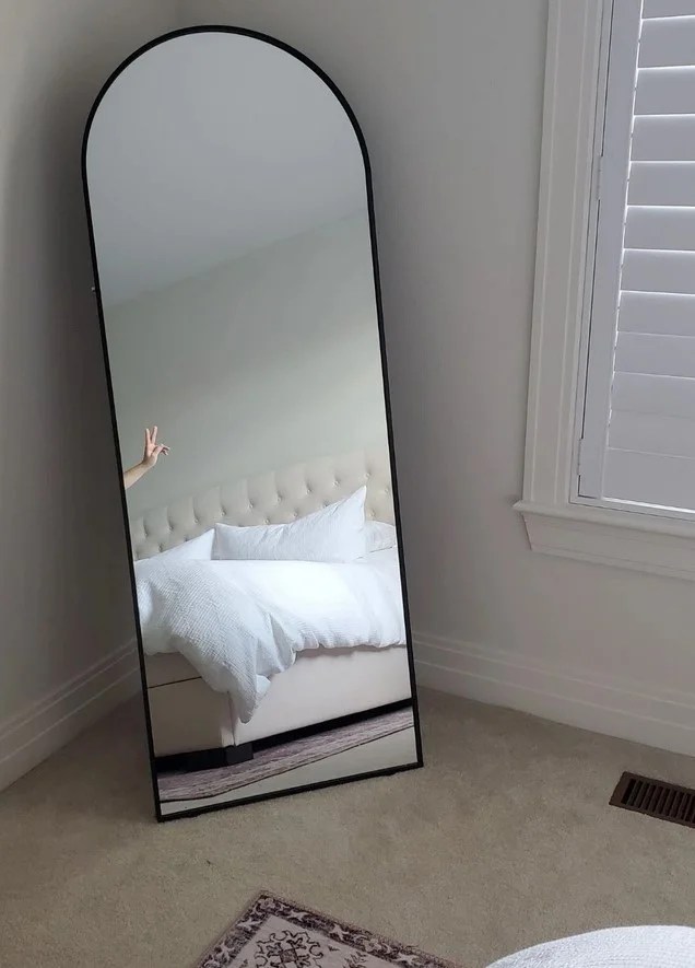 Laury Metal Rectangle Standing Arched Floor Mirror 59×22 Inch