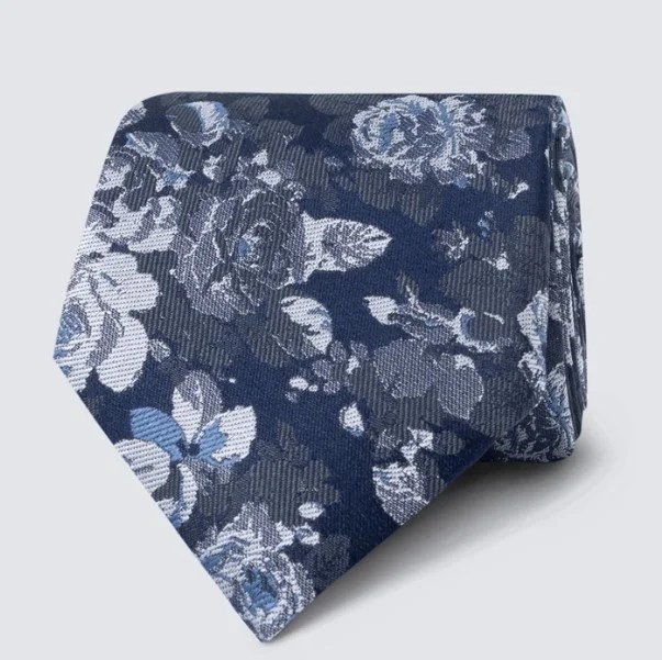 Men’s Navy & Grey Floral Print Tie 100 Silk AliveAdvisor Marketplace