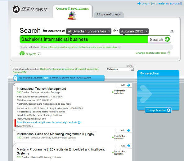 Admission and Registration in a University in Sweden