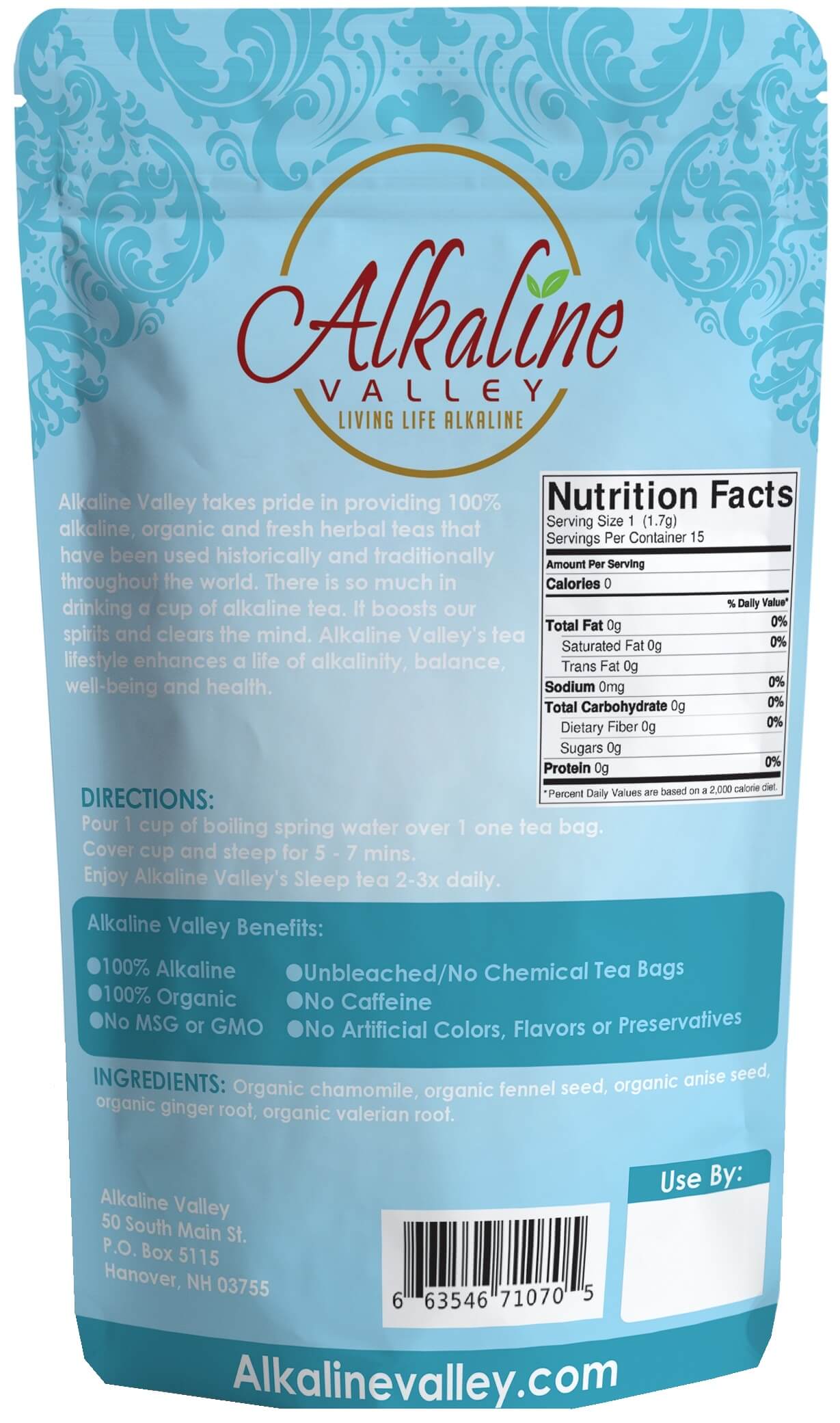 Alkaline Sleep Tea (15 Tea Bags) Alkaine Valley