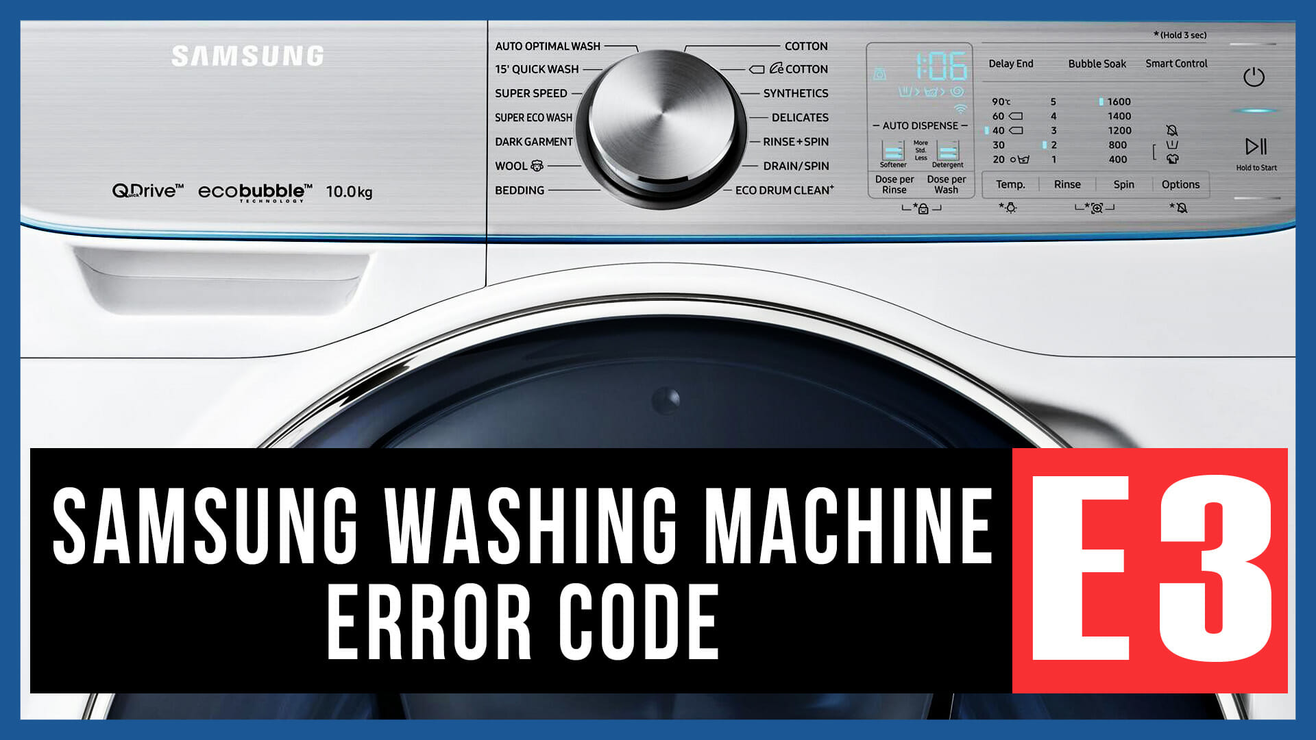 Samsung washer error code E3 Causes, How FIX Problem