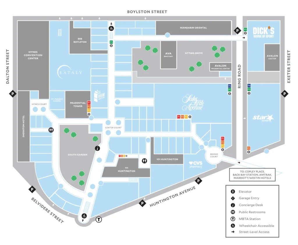 Prudential Center Mall Map All Maps