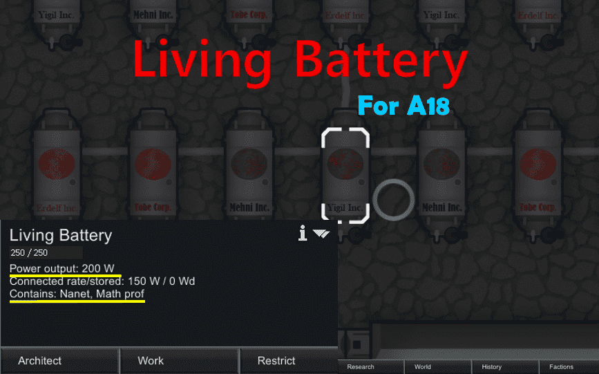RimWorld Living Battery (Энергия из человека)