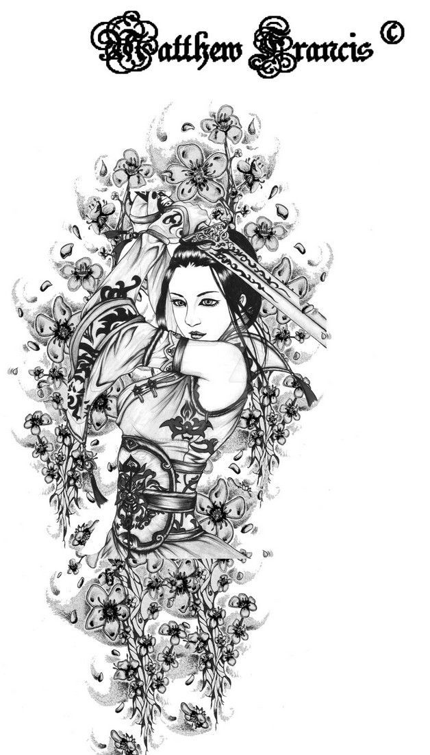 Asian Samurai Geisha Tattoo Design 1101_x_628_jpg