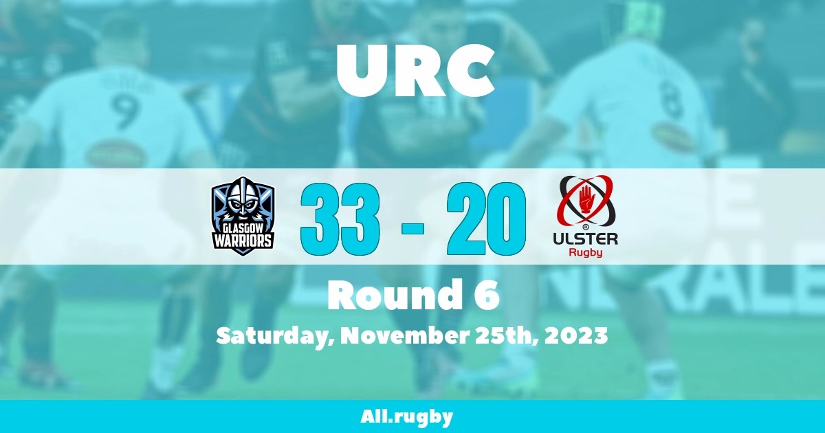 Match report Glasgow 33 20 Ulster, 25/11/2023 United Rugby