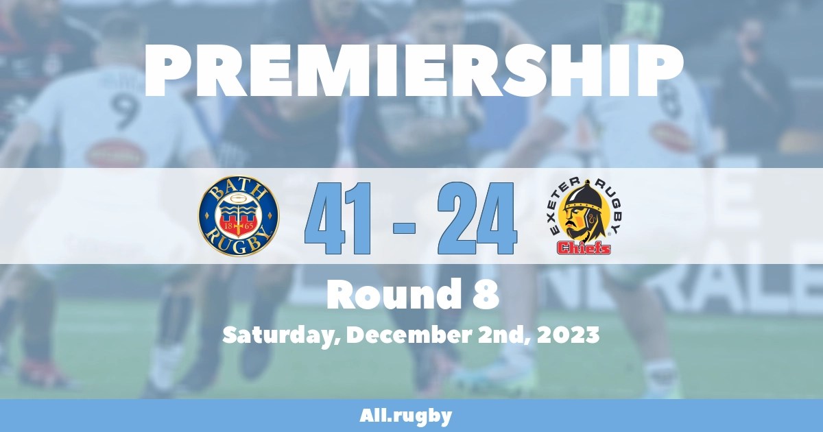 Match report Bath 41 24 Exeter, 02/12/2023 Premiership All.Rugby