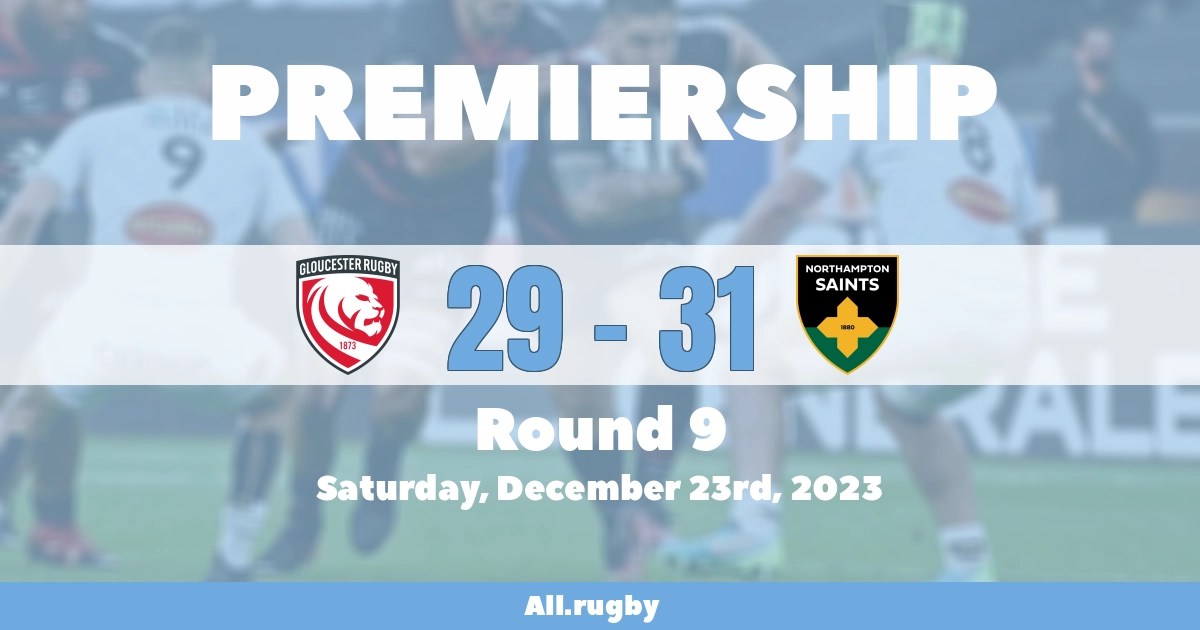 Match report Gloucester 29 31 Northampton, 23/12/2023 Premiership