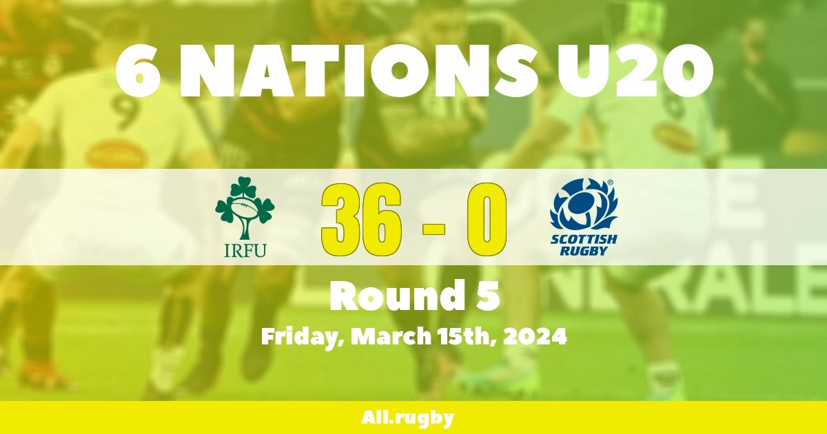 Match report Ireland U20s 36 0 Scotland U20s, 15/03/2024 U20 Six