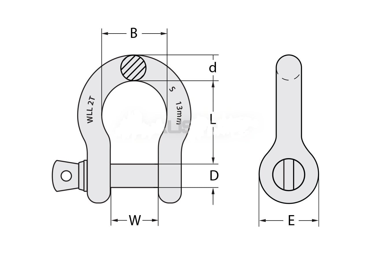 Grade 'S' Shackle, Bow Type, Gold Screw Pin All About Lifting & Safety