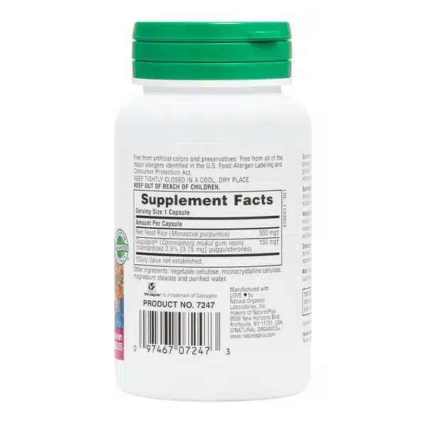 NaturesPlus Herbal Actives Red Yeast Rice Gugulipid 60 Capsules